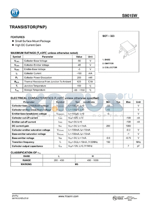 S9015W datasheet - TRANSISTOR(PNP)