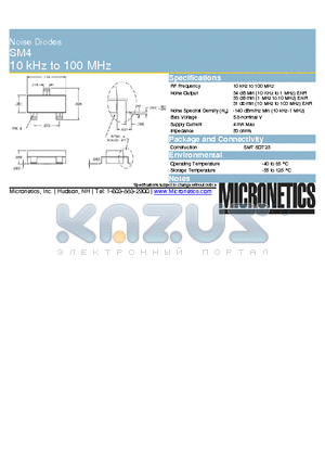 SM4 datasheet - Noise Diodes 10 kHz to 100 MHz