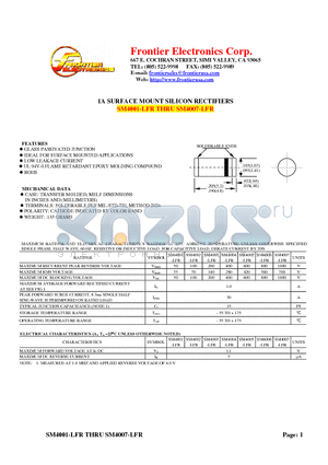 SM4001-LFR datasheet - 1A SURFACE MOUNT SILICON RECTIFIERS