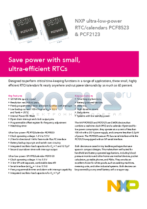 PCF8523TK datasheet - Save power with small, ultra-efficient RTCs