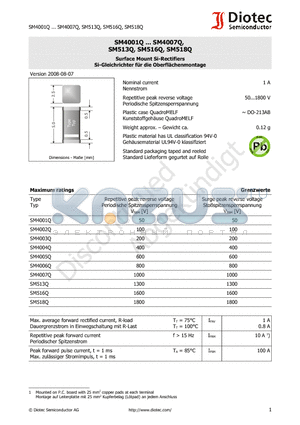 SM4001Q datasheet - Surface Mount Si-Rectifiers