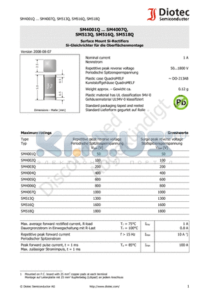 SM4001Q_08 datasheet - Surface Mount Si-Rectifiers