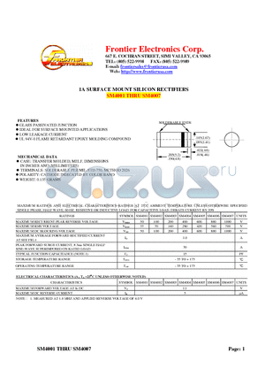 SM4002 datasheet - 1A SURFACE MOUNT SILICON RECTIFIERS