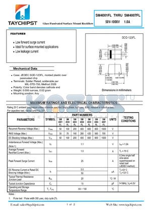 SM4001FL datasheet - Glass Passivated Surface Mount Rectifiers