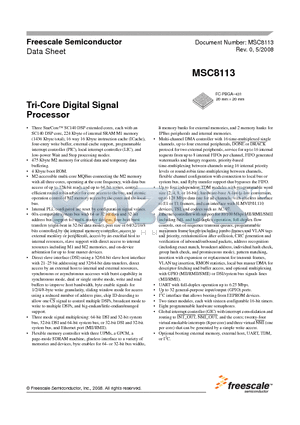 MSC8113 datasheet - Tri-Core Digital Signal Processor
