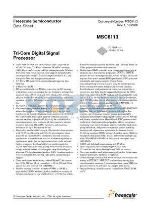 MSC8113-V1 datasheet - Tri-Core Digital Signal