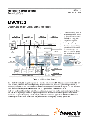MSC8122MP8000 datasheet - Quad Core 16-Bit Digital Signal Processor