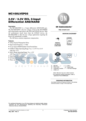 MC100LVEP05 datasheet - 2.5V / 3.3V ECL 2-Input Differential AND/NAND