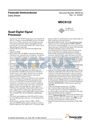 MSC8122MP8000 datasheet - Quad Digital Signal Processor