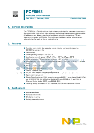 PCF8563T datasheet - Real-time clock/calendar