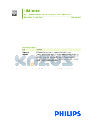 PCF8563TD datasheet - I2C Demonstration Board 2005-1 Quick Start Guide