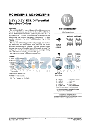 MC100LVEP16 datasheet - 2.5V / 3.3V ECL Differential Receiver/Driver