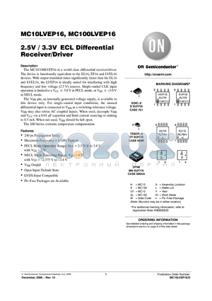 MC100LVEP16DR2G datasheet - 2.5V / 3.3V ECL Differential Receiver/Driver