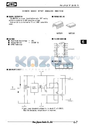 NJU7301D datasheet - C-MOS QUAD SPST ANALOG SWITCH