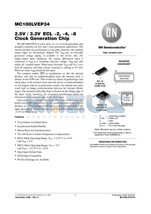 MC100LVEP34DG datasheet - 2.5V / 3.3V ECL 2, 4, 8 Clock Generation Chip