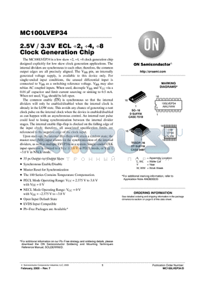 MC100LVEP34DTR2 datasheet - 2.5V / 3.3V ECL /2, /4, /8 Clock Generation Chip