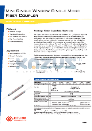 SWFC1110A datasheet - Mini Single Window Single Mode Fiber Coupler