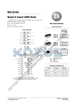 MC10104P datasheet - Quad 2-Input AND Gate