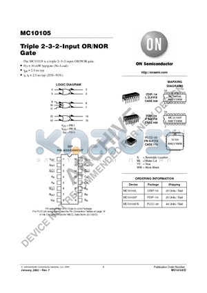 MC10105L datasheet - Triple 2-3-2-Input OR/NOR Gate