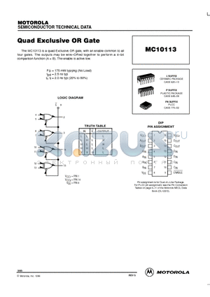 MC10113L datasheet - Quad Exclusive OR Gate