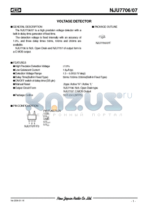 NJU7707F datasheet - VOLTAGE DETECTOR