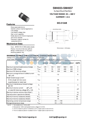 SM4933 datasheet - Surface Mount Rectifiers