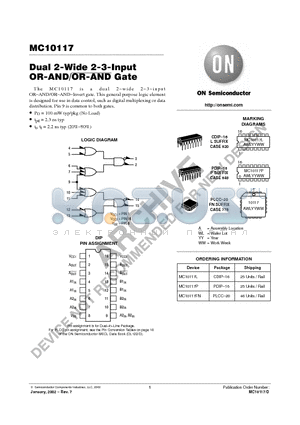 MC10117 datasheet - Dual 2-Wide 2-3-Input OR-AND/OR-AND Gate