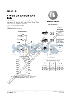 MC10121 datasheet - 4-Wide OR-AND/OR-AND Gate