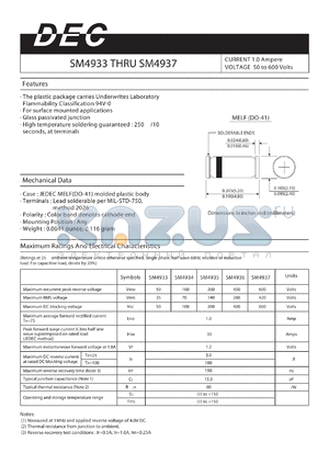 SM4935 datasheet - CURRENT 1.0 Ampere VOLTAGE 50 to 600 Volts