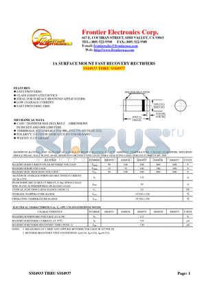 SM4934 datasheet - 1A SURFACE MOUNT FAST RECOVERY RECTIFIERS