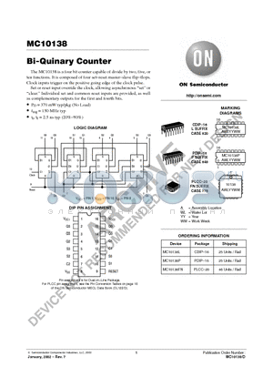 MC10138 datasheet - Bi-Quinary Counter