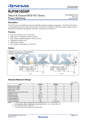 RJF0610DSP datasheet - Silicon N Channel MOS FET Series Power Switching