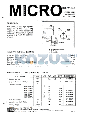 MSD100DA-1 datasheet - ULTRA HIGH BRIGHTNESS RED LED LAMP