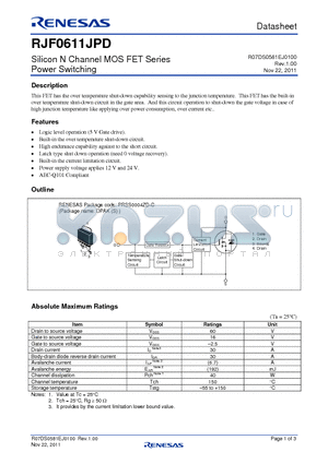 RJF0611JPD datasheet - Silicon N Channel MOS FET Series Power Switching