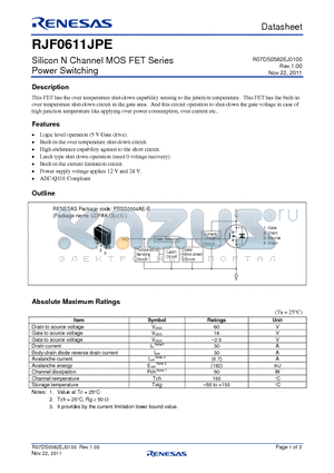 RJF0611JPE datasheet - Silicon N Channel MOS FET Series Power Switching