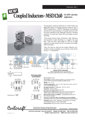 MSD1260-103ML datasheet - Coupled Inductors for SEPIC