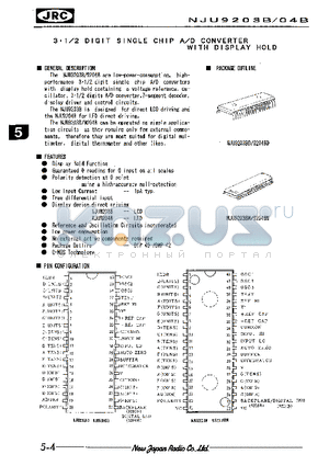 NJU9204B datasheet - 3.1/2 DIGIT SINGLE CHIP A/D CONVERTER WITH DISPLAY HOLD