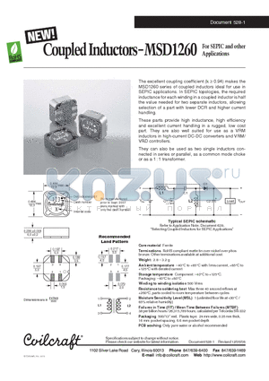 MSD1260-124KL datasheet - Coupled Inductors for SEPIC