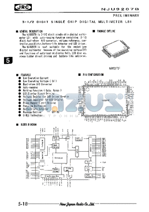 NJU9207B datasheet - 3.1/2 DIGIT SINGLE CHIP DIGITAL MULTIMETER LSI