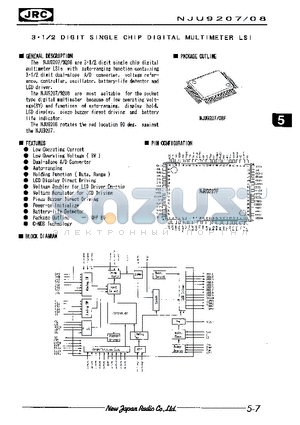 NJU9208F datasheet - 3.1/2 DIGIT SINGLE CHIP DIGITAL MULTIMETER LSI