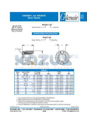 M85049-1-10B datasheet - Strain Reliefs