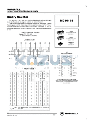 MC10178 datasheet - Binary Counter