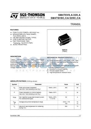 SM4T6V220A datasheet - TRANSIL