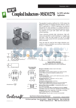MSD1278-104ML datasheet - Coupled Inductors for SEPIC