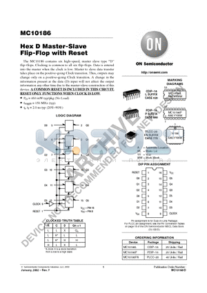 MC10186_02 datasheet - Hex D Master-Slave Flip-Flop with Reset