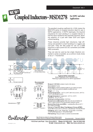 MSD1278-473ML datasheet - Coupled Inductors for SEPIC