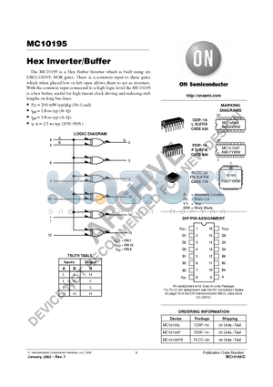 MC10195L datasheet - Hex Inverter/Buffer