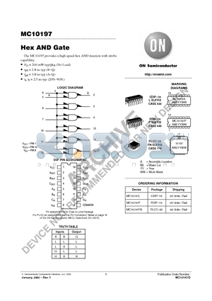 MC10197P datasheet - Hex AND Gate