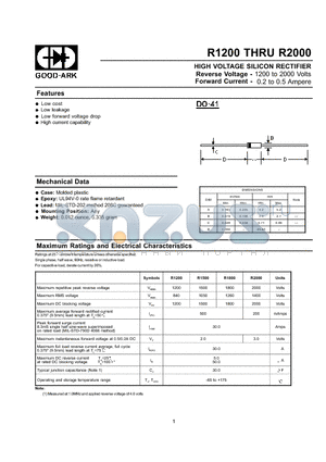 R1800 datasheet - HIGH VOLTAGE SILICON RECTIFIER