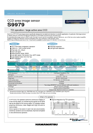 S9979 datasheet - CCD area image sensor TDI operation / large active area CCD